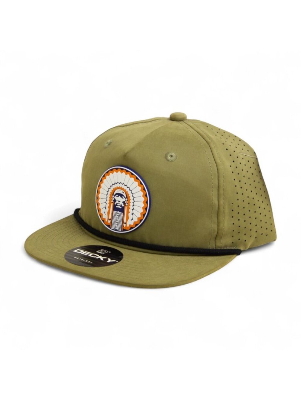 Illinois Fighting Illini Chief Illiniwek 3D Perforated Rope Hat- Loden/ Black